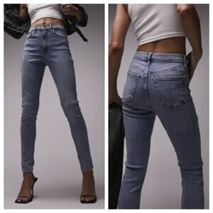 Topshop Women's Jamie High Waist Skinny Jeans Light Blue Size 28